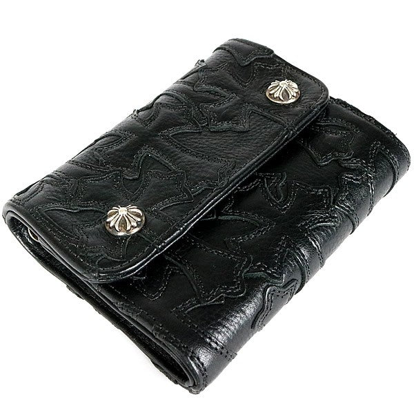 CHROME HEARTS Wave Mini Tri-Fold Wallet Black Size ONE SIZE