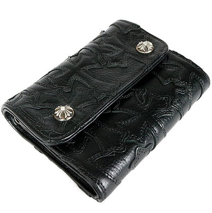CHROME HEARTS Wave Mini Tri-Fold Wallet Black Size ONE SIZE