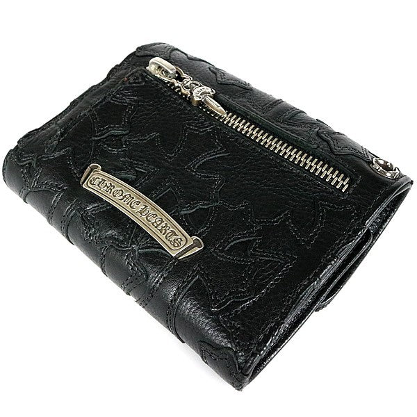 CHROME HEARTS Wave Mini Tri-Fold Wallet Black Size ONE SIZE