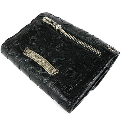 CHROME HEARTS Wave Mini Tri-Fold Wallet Black Size ONE SIZE