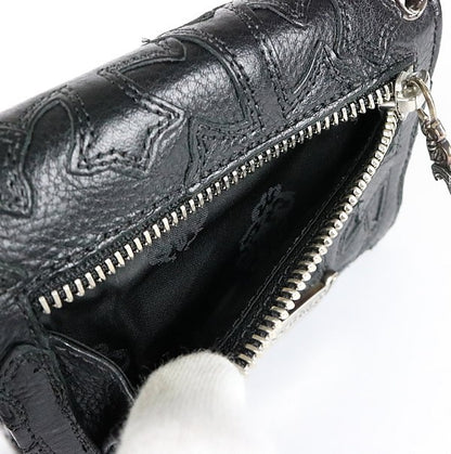 CHROME HEARTS Wave Mini Tri-Fold Wallet Black Size ONE SIZE