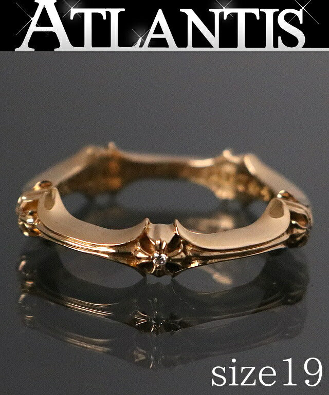 CHROME HEARTS 22K Plus & Bone Diamond Ring Size ONE SIZE