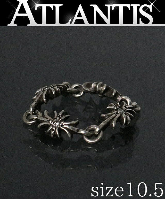CHROME HEARTS Tiny E CH Plus Pave Diamond Ring Size ONE SIZE