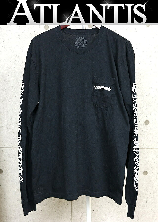 CHROME HEARTS Old English Scroll Label Long Sleeve Tee Black Size XL