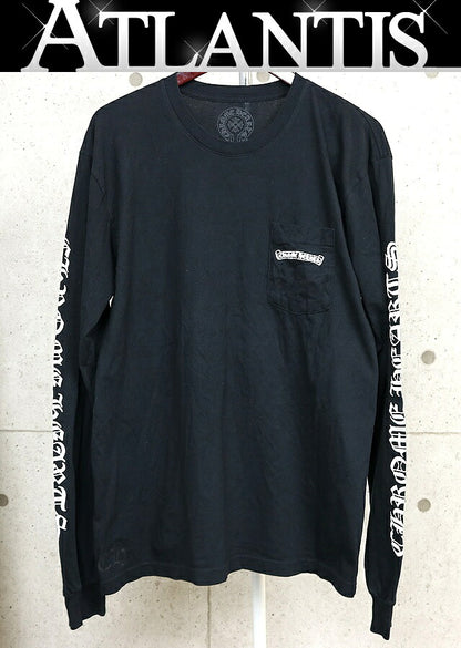 CHROME HEARTS Old English Scroll Label Long Sleeve Tee Black Size XL
