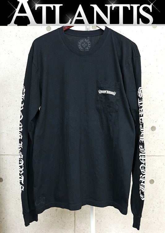 CHROME HEARTS Old English Scroll Label Long Sleeve Tee Black Size XL