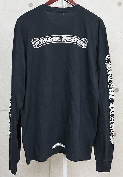 CHROME HEARTS Old English Scroll Label Long Sleeve Tee Black Size XL