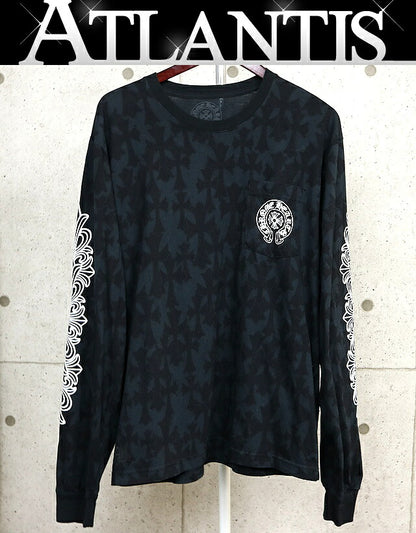 CHROME HEARTS CH Cross Floral Horseshoe Long Sleeve Tee Black Size L