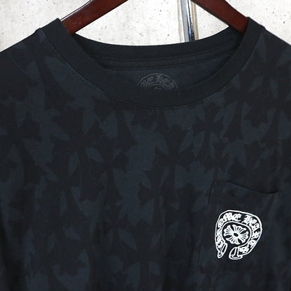 CHROME HEARTS CH Cross Floral Horseshoe Long Sleeve Tee Black Size L