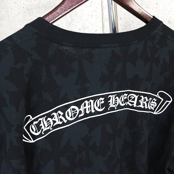 CHROME HEARTS CH Cross Floral Horseshoe Long Sleeve Tee Black Size L