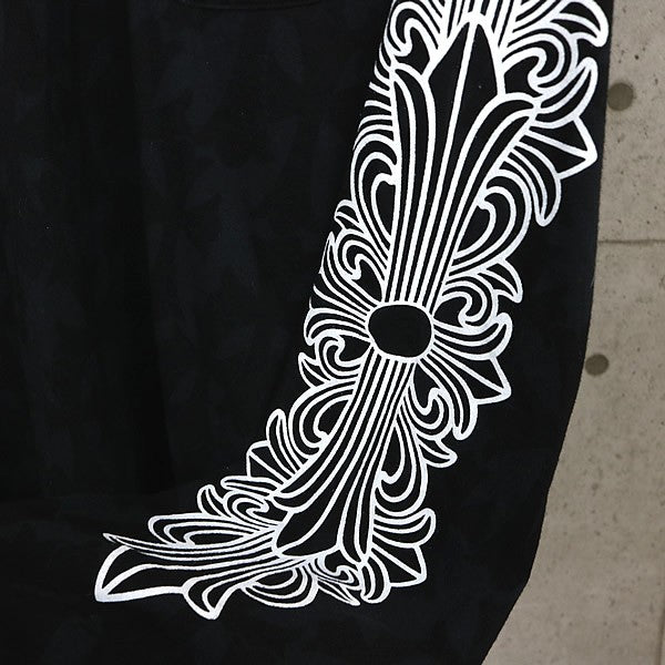 CHROME HEARTS CH Cross Floral Horseshoe Long Sleeve Tee Black Size L