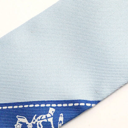 HERMES Twilly Bolduc Pattern Silk Scarf Blue Size ONE SIZE