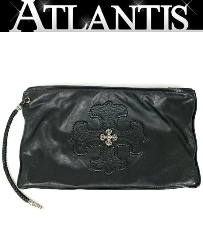 CHROME HEARTS Filigree Plus Leather Clutch Bag Size ONE SIZE