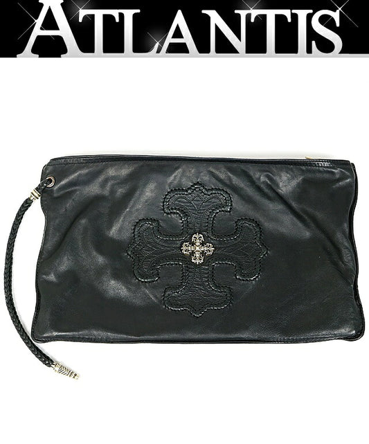 CHROME HEARTS Filigree Plus Leather Clutch Bag Size ONE SIZE