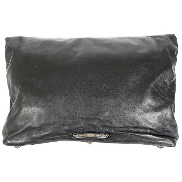 CHROME HEARTS Pyramid Studs Leather Clutch Bag Size Black