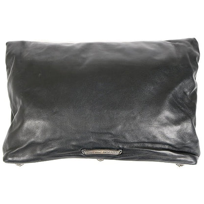 CHROME HEARTS Pyramid Studs Leather Clutch Bag Size Black