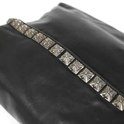 CHROME HEARTS Pyramid Studs Leather Clutch Bag Size Black
