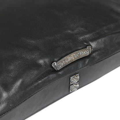 CHROME HEARTS Pyramid Studs Leather Clutch Bag Size Black
