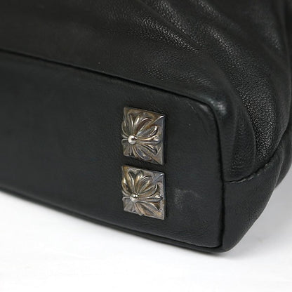 CHROME HEARTS Pyramid Studs Leather Clutch Bag Size Black