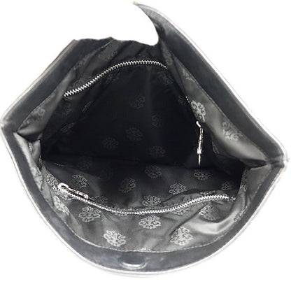 CHROME HEARTS Pyramid Studs Leather Clutch Bag Size Black