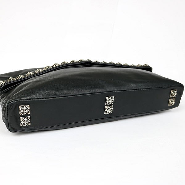 CHROME HEARTS Pyramid Studs Leather Clutch Bag Size ONE SIZE
