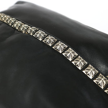 CHROME HEARTS Pyramid Studs Leather Clutch Bag Size ONE SIZE