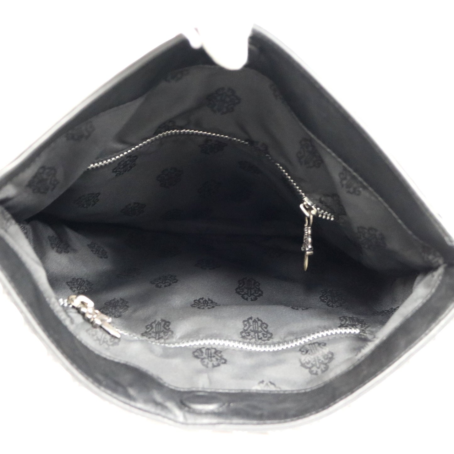 CHROME HEARTS Pyramid Studs Leather Clutch Bag Size ONE SIZE