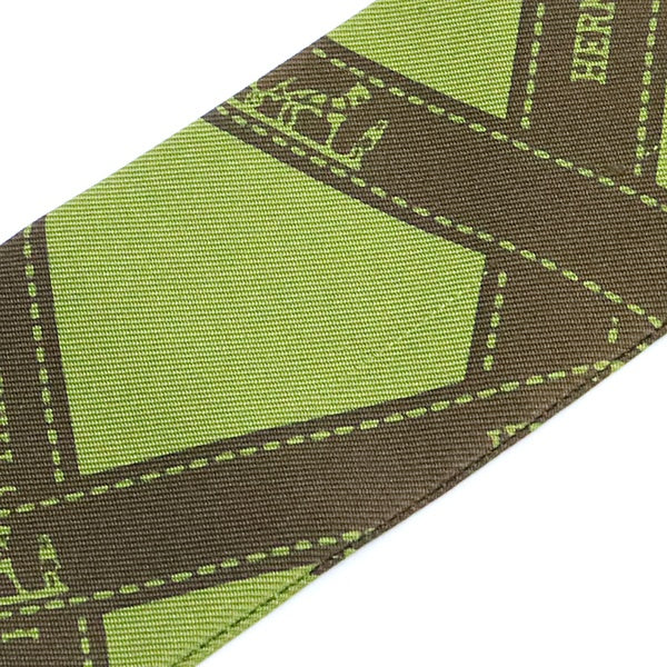 HERMES Twilly Bolduc Pattern Silk Scarf Green Size ONE SIZE