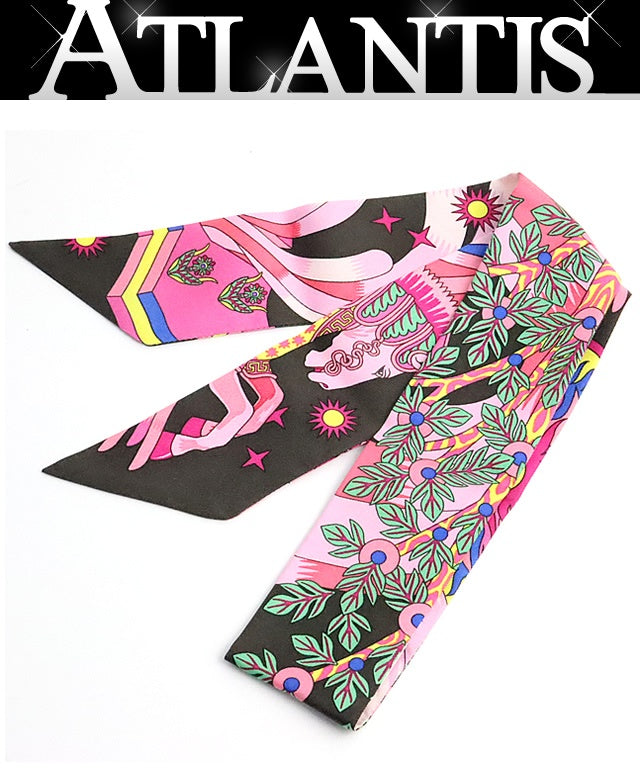 HERMES Twilly Silk Scarf Pink Size ONE SIZE