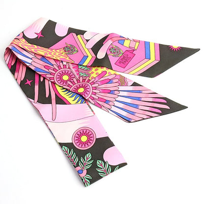 HERMES Twilly Silk Scarf Pink Size ONE SIZE