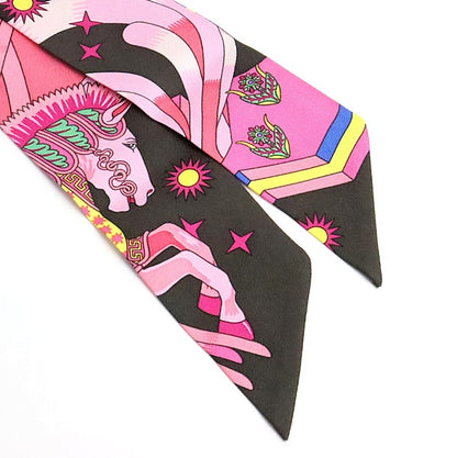 HERMES Twilly Silk Scarf Pink Size ONE SIZE