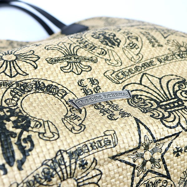 CHROME HEARTS Multi Logo Straw Beach Bag Size ONE SIZE