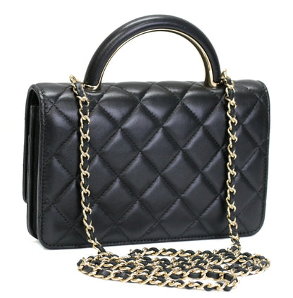 CHANEL Black Lambskin Matelasse Wallet GHW Size ONE SIZE
