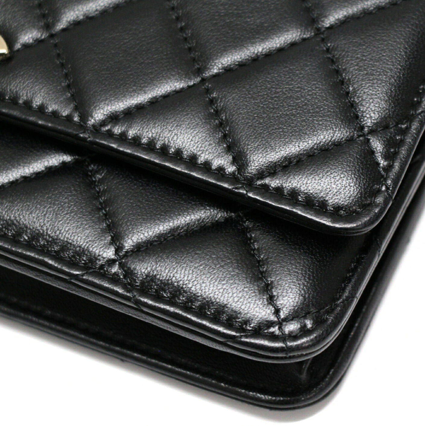 CHANEL Black Lambskin Matelasse Wallet GHW Size ONE SIZE