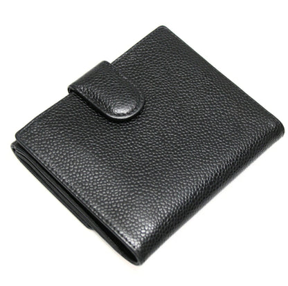CHANEL Black Caviar CC Logo Tri-Fold Wallet Size ONE SIZE