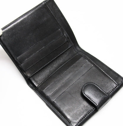 CHANEL Black Caviar CC Logo Tri-Fold Wallet Size ONE SIZE