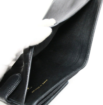 CHANEL Black Caviar CC Logo Tri-Fold Wallet Size ONE SIZE