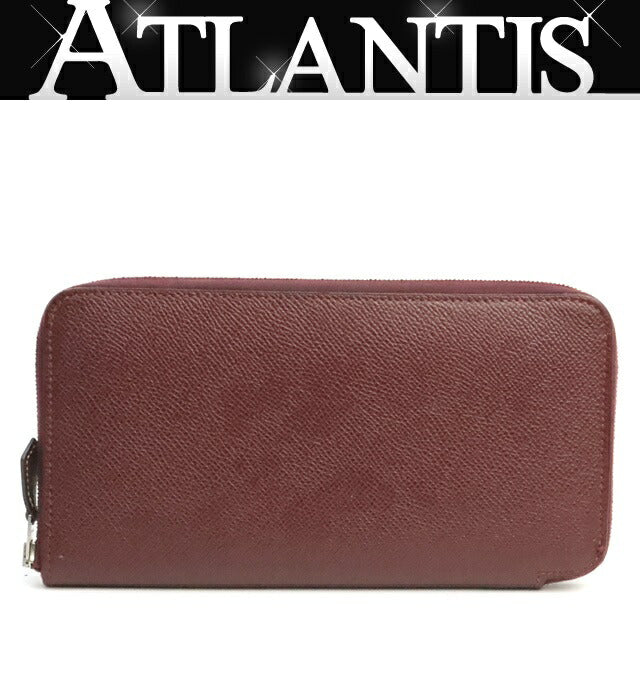 HERMES Azap Long Silk'in Epsom Wallet Rouge H Size ONE SIZE