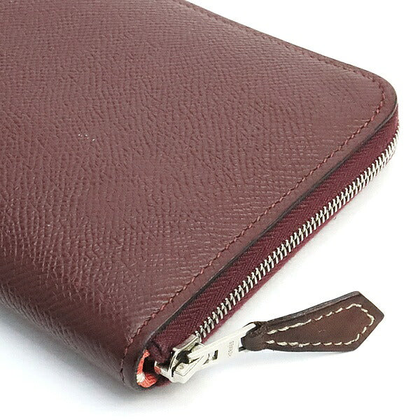 HERMES Azap Long Silk'in Epsom Wallet Rouge H Size ONE SIZE