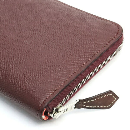 HERMES Azap Long Silk'in Epsom Wallet Rouge H Size ONE SIZE