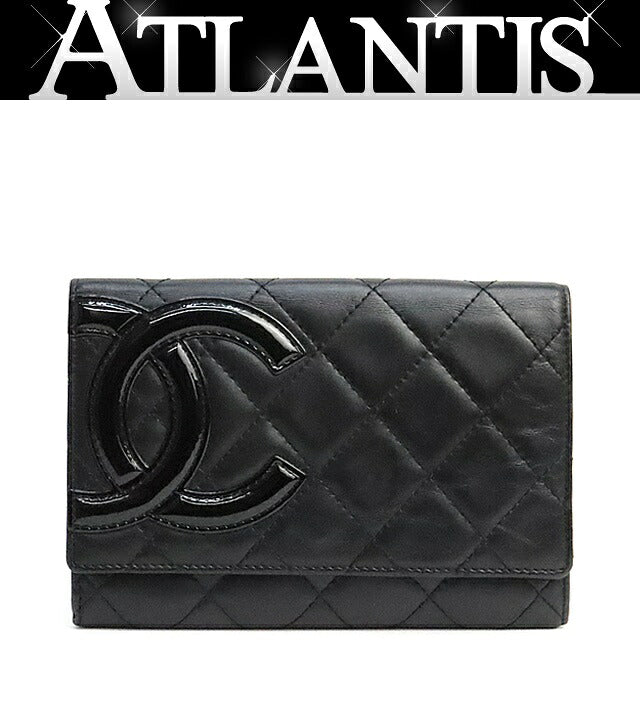 CHANEL Cambon Line Lambskin Enamel Long Wallet Size ONE SIZE