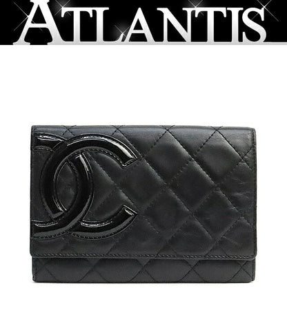 CHANEL Cambon Line Lambskin Enamel Long Wallet Size ONE SIZE