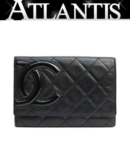 CHANEL Cambon Line Lambskin Enamel Long Wallet Size ONE SIZE