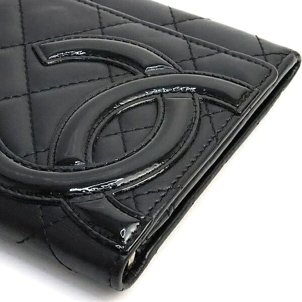 CHANEL Cambon Line Lambskin Enamel Long Wallet Size ONE SIZE