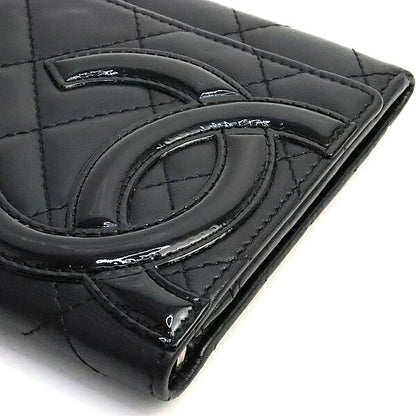 CHANEL Cambon Line Lambskin Enamel Long Wallet Size ONE SIZE