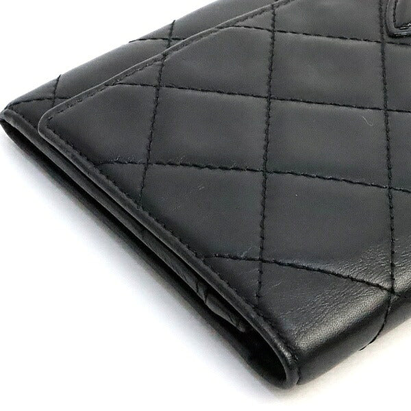 CHANEL Cambon Line Lambskin Enamel Long Wallet Size ONE SIZE