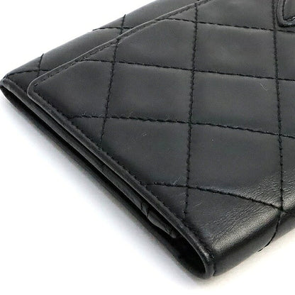 CHANEL Cambon Line Lambskin Enamel Long Wallet Size ONE SIZE