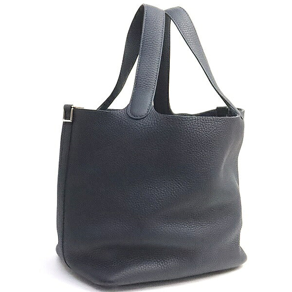 HERMES Picotin Lock MM Bleu Clemence Handbag Size ONE SIZE