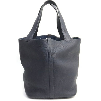 HERMES Picotin Lock MM Bleu Clemence Handbag Size ONE SIZE