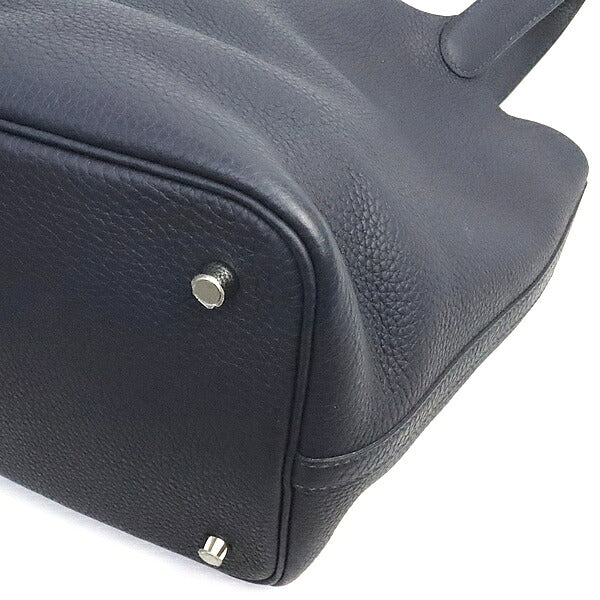 HERMES Picotin Lock MM Bleu Clemence Handbag Size ONE SIZE